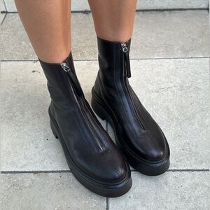 The Row Zip front leather Boots